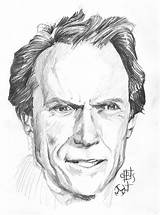 Clint Eastwood Drawings Pencil Faces Dessin Portrait Famous People sketch template