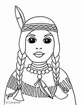 Indiaan Meisje Cowboy American Indianen Coloriages Indiens Flevoland sketch template