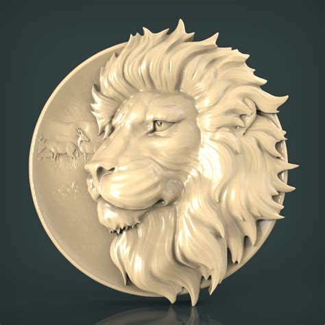 stl model  cnc   printer bas relief lion  stl images