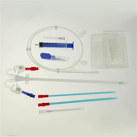 hot sale double lumen catheter set hemodialysis kits permanent curved