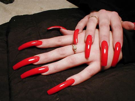 pin by basic dreams from a classic te on n a i l s curved nails long red nails