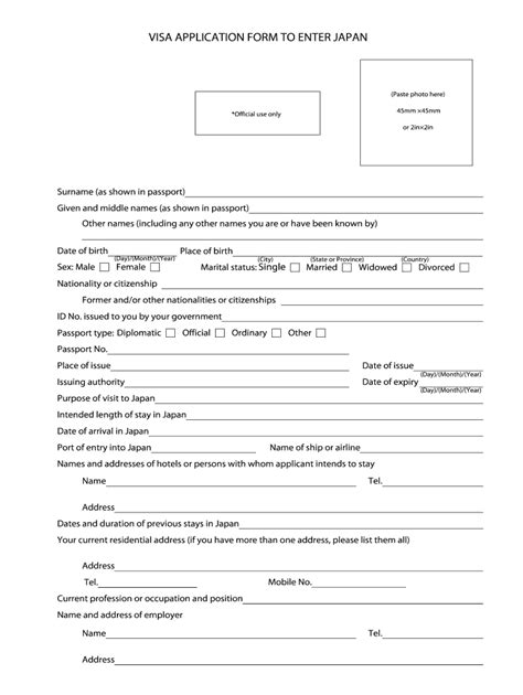 visa application form to enter japan fill and sign printable template