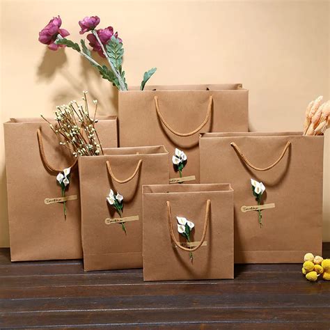 pcs kraft paper bag luxury party bags  flower decoration kraft