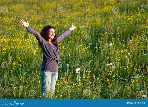arms wide open stock photo image  flora field