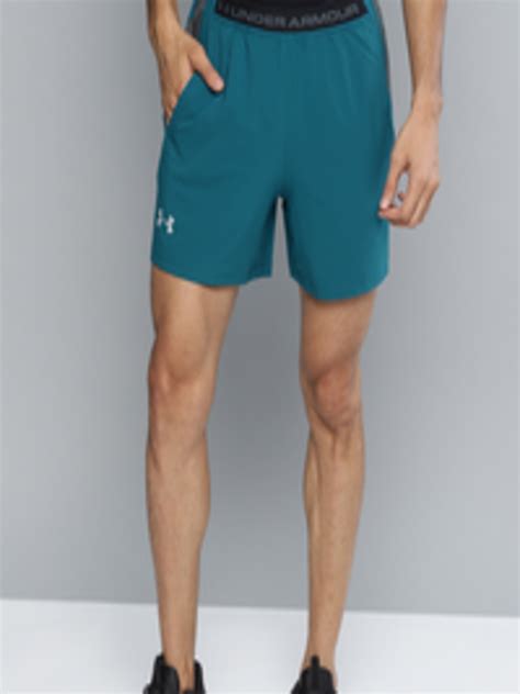 buy  armour men teal blue launch sw  exposed solid regular fit running shorts shorts