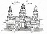 Wat Angkor Sketch Coloring Pages Cambodia Colouring Hand Template sketch template