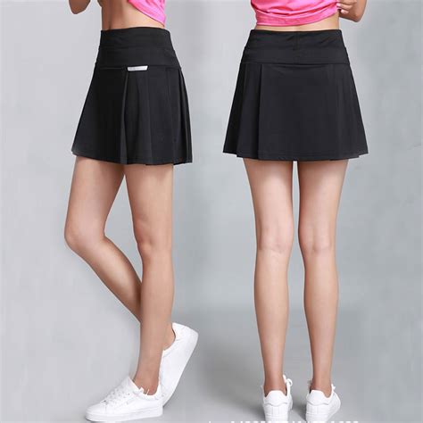 2in1 women girls pleated tennis skirt with safety shorts mujer skort black skorts sport skirts