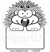 Porcupine Happy Outlined Sign Over Coloring Clipart Cartoon Thoman Cory Vector Illustration Royalty 2021 sketch template