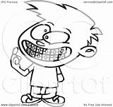 Braces Boy Cartoon Showing His Clip Outline Illustration Royalty Toonaday Rf Ron Leishman Clipart Regarding Notes sketch template