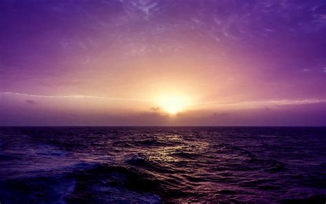purple sea sunset hd wallpaper
