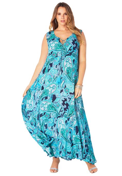 Roaman S Roaman S Women S Plus Size Crinkle A Line Maxi Dress Dress