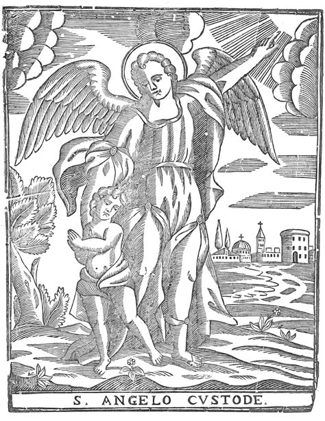 guardian angel catholic coloring page
