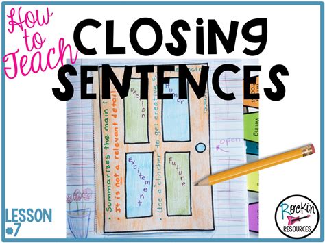 writing mini lesson  closing sentences  clinchers rockin resources