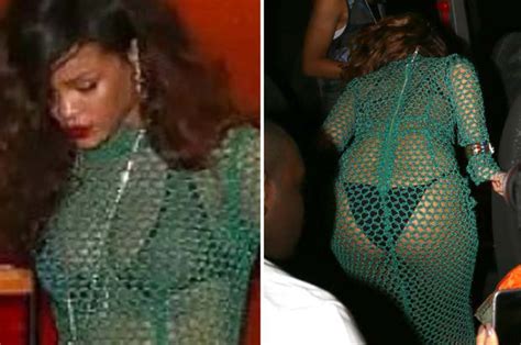 rihanna flashes bum after going out for dinner in a bikini daily star