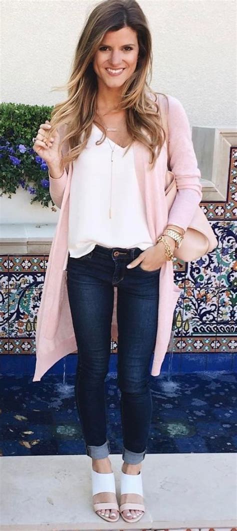 love  long cardigan pink   great color   spring outfits