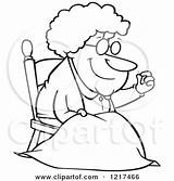 Cartoon Granny Clipart Quilt Illustration Outlined Making Royalty Vector Toonaday Ron Leishman 2021 sketch template