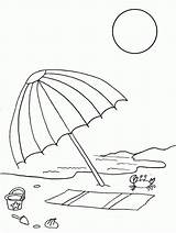 Coloring Umbrella Beach Pages Kids Color Fun sketch template