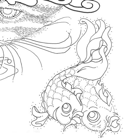 cat fish printable coloring page etsy