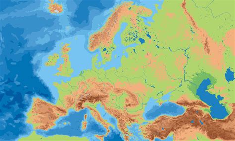europa topographie karte landkarte