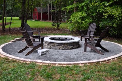 fire pit surrounded  crushed gravel fire pit backyard backyard