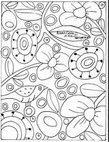 Rug Hooking Coloring Pages Primitive Fiesta Patterns Karla Gerard Folk Pattern Paper Printable Embroidery Craft Blooms Colouring Popular Flowers Abstract sketch template