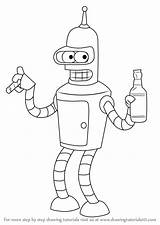 Futurama Bender Draw Drawing Drawings Step Easy Tutorials Learn Cartoon Coloring Pages Drawingtutorials101 Characters Sketches Visit Tattoo Tattoos Pencil sketch template
