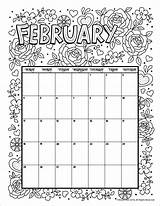 Calendar Coloring February Pages Printable Kids Flower Theme Feb 2021 Print Woojr Calender Monthly Template Months Sheets Jr Printables Activities sketch template