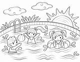 Swimming Pool Coloring Pages Printable Summer Kids Museprintables Drawing Easy Drawings sketch template