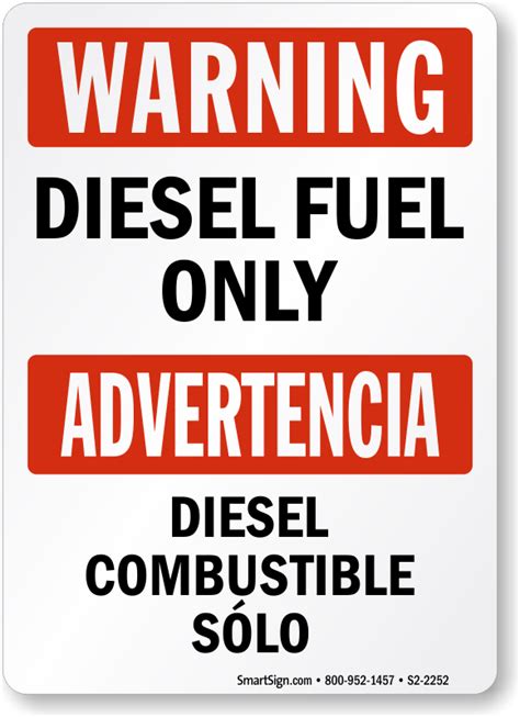 bilingual warning diesel fuel  sign