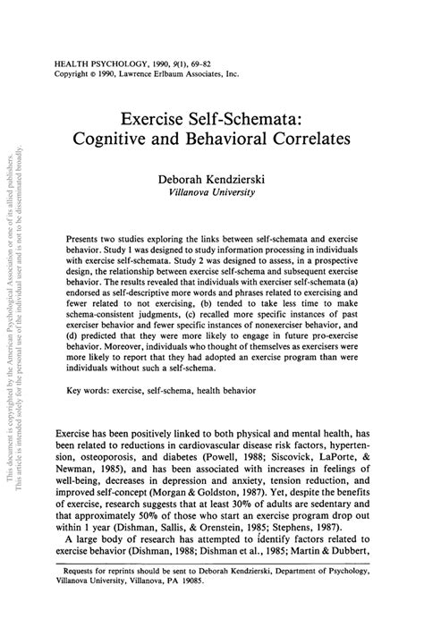 exercise  schemata cognitive  behavioral correlates