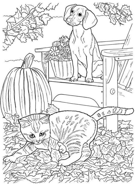 cat  dog coloring page dog coloring book fall coloring pages
