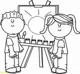 Kids Painting Clip Paint School Coloring Clipart Pages Easel Splatter Children Kid Drawing Palette Ms Microsoft Boy Color Outline Artist sketch template