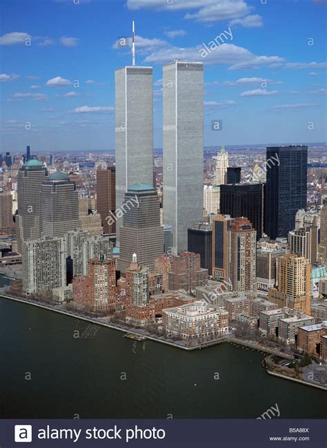Aerial View Above Twin Towers World Trade Center New York