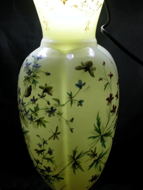 Huge Moser Custard Uv Glass Insects Vase Collectors Weekly