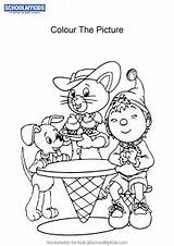 Noddy Cat Pink Miss Coloring Pages Toyland Worksheet Bumpy Detective Dog Schoolmykids Craft sketch template