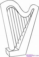 Harp Drawing Instruments Musical Drawings Draw Easy Music Kids Step Instrument Coloring String Irish Simple Sketch Do Clipart Angel Bible sketch template