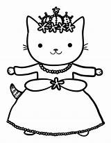 Princess Coloring Pages Cat Kitty Color Kitten Print Getcolorings sketch template
