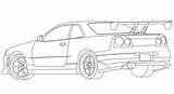 Skyline Nissan R34 Coloring Gtr Pages sketch template