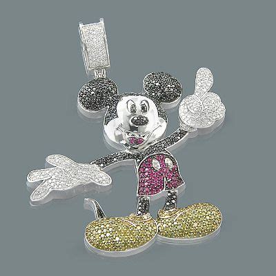 fantastic  gold color diamond mickey mouse pendant   fancy color diamond jewelry