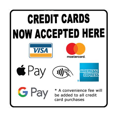 printable credit card fee sign