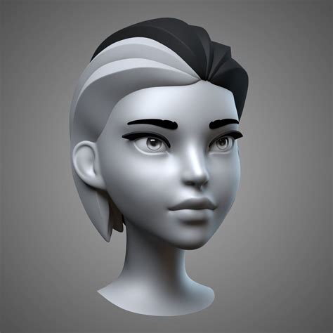 cartoon female head 3d model cgtrader