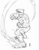 Guile Fighter sketch template