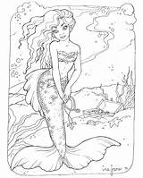 Mermaid Coloring Pages Printable Sheets Colouring Adults Kids Mermaids Print Adult Drawing Ariel Pretty Realistic Beautiful H2o Intricate Book Color sketch template