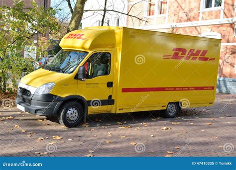 dhl courier van delivery service editorial image image  service logistics