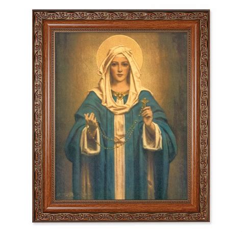 lady   rosary mahogany finished framed art buy religious