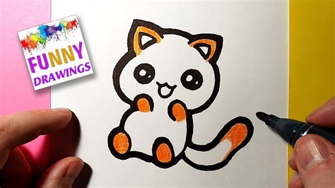 how to draw a cute funny kitten easy drawing tutorial