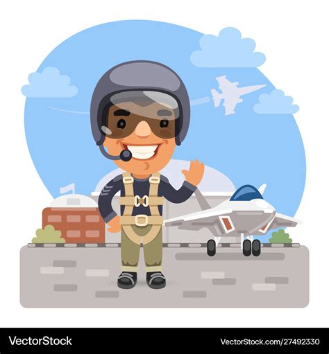 cartoon fighter pilot royalty  vector image