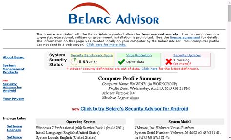 belarc advisor    system secure    date pctechguidecom