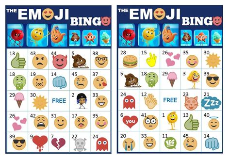 printable emoji bingo cards prefilled emojis clip arts