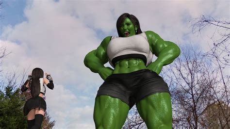 final fantasy tifa  hulk muscle growth transformation episode  tifa turns